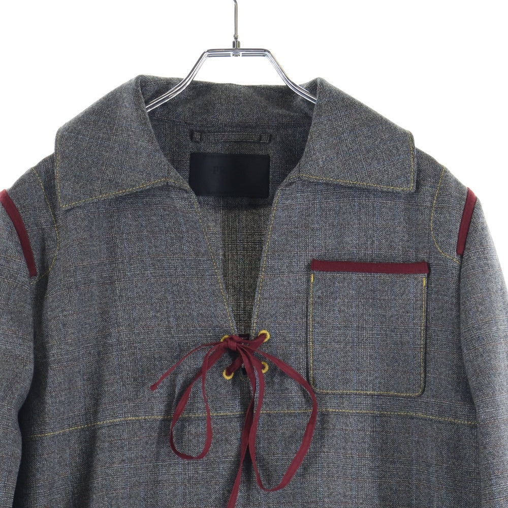 PRADA(プラダ) 16AW Race UP Side Zip Shirt SGN297 S162 リボン セーラージャケット グレー