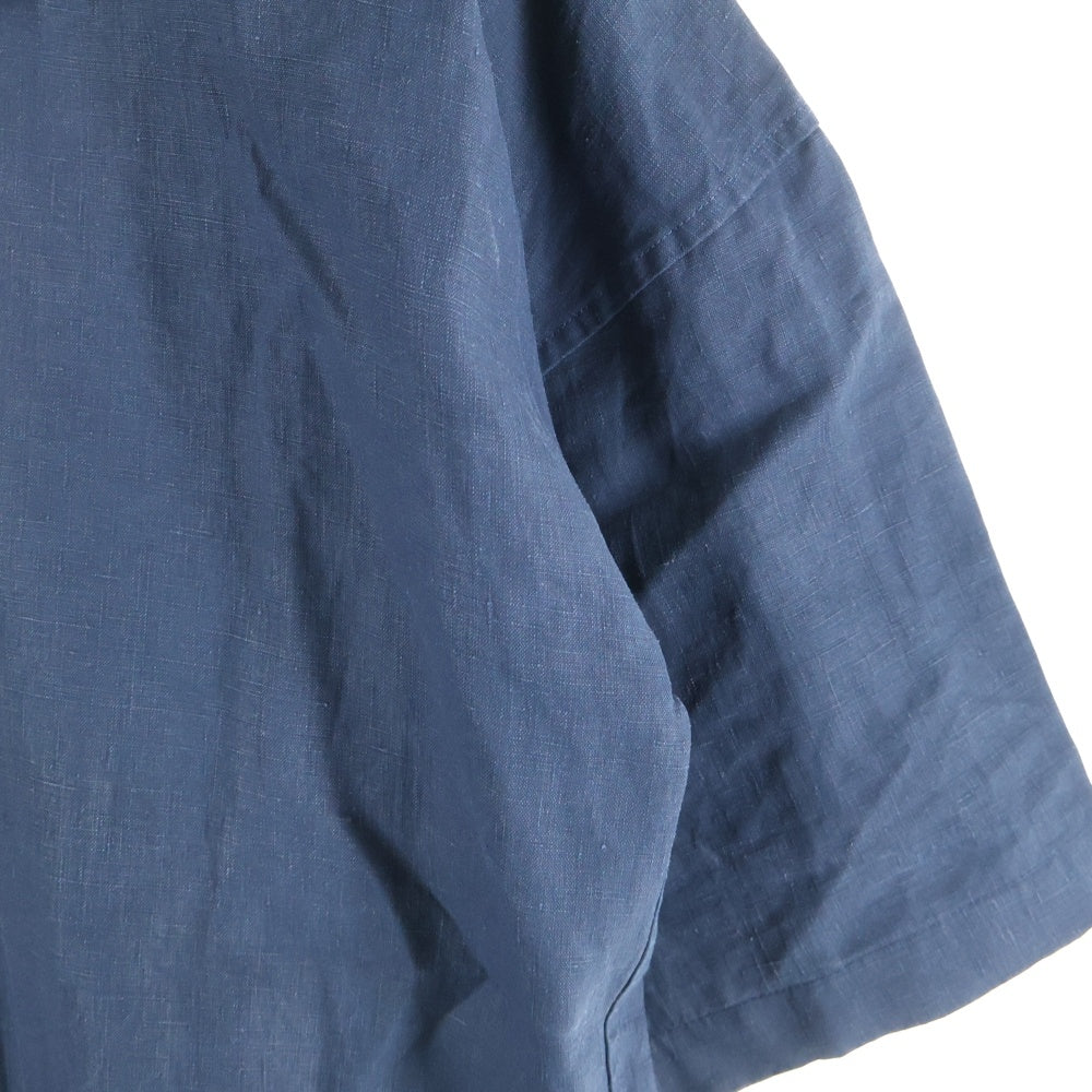 JIL SANDER(ジルサンダー) 23SS オーバーサイズ リネン ハーフジップ 半袖シャツ ネイビー J22DL0137