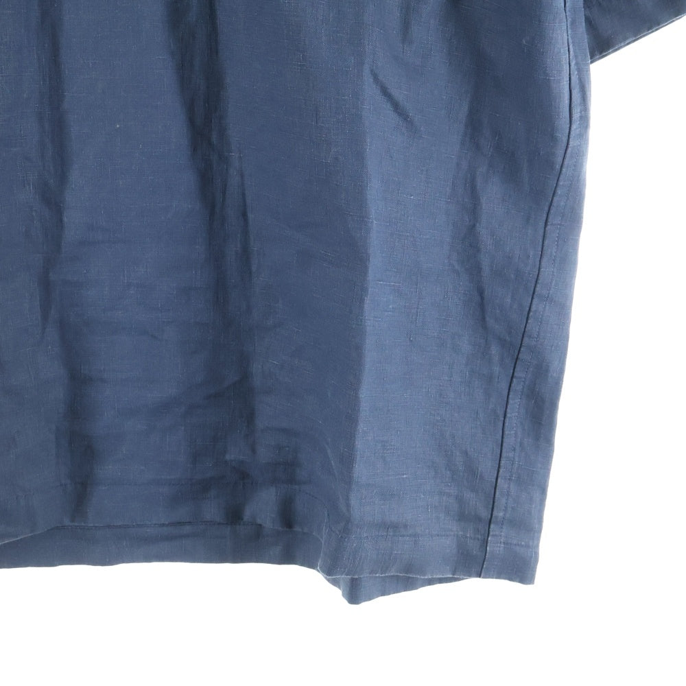 JIL SANDER(ジルサンダー) 23SS オーバーサイズ リネン ハーフジップ 半袖シャツ ネイビー J22DL0137