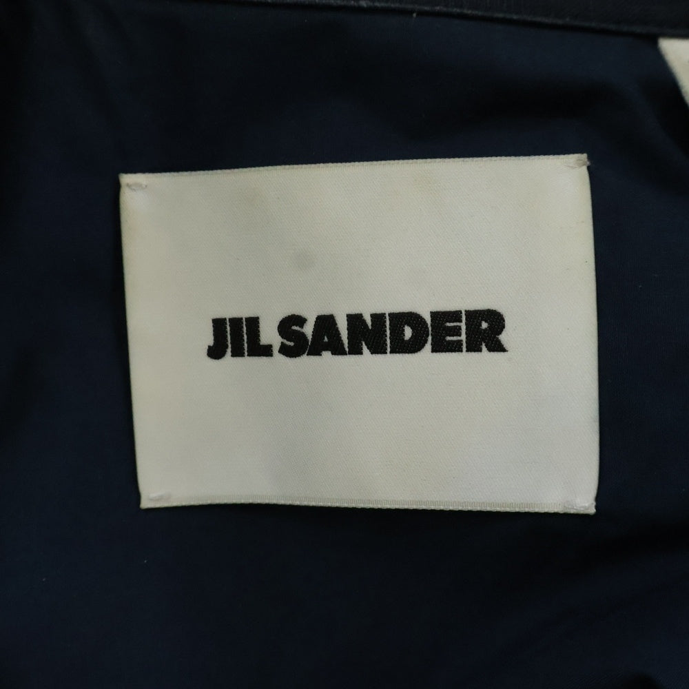 JIL SANDER(ジルサンダー) 23SS オーバーサイズ リネン ハーフジップ 半袖シャツ ネイビー J22DL0137
