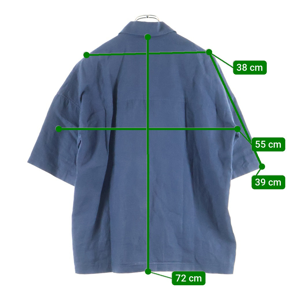 JIL SANDER(ジルサンダー) 23SS オーバーサイズ リネン ハーフジップ 半袖シャツ ネイビー J22DL0137