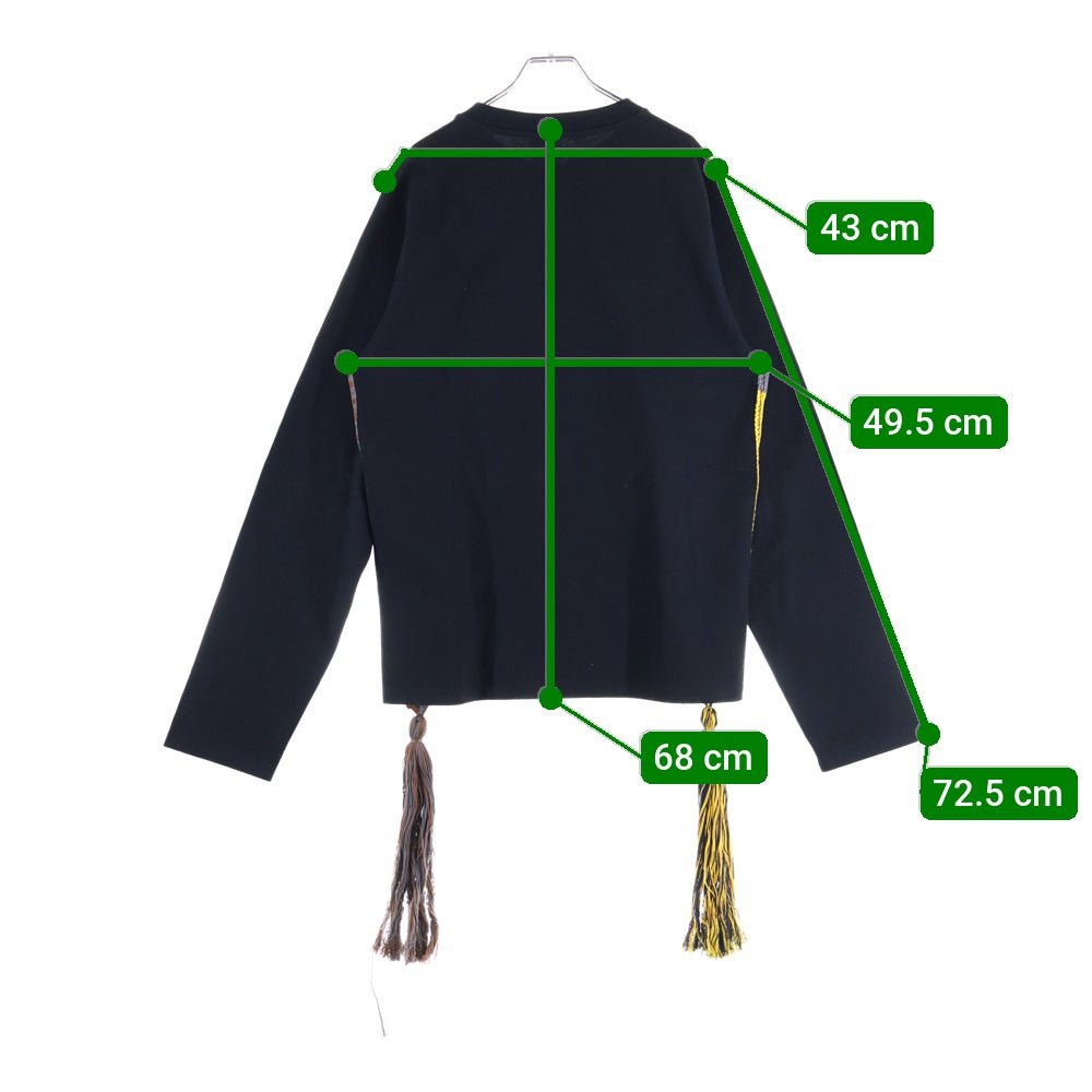 JIL SANDER(ジルサンダー) Side Tassel Long Sleeve Top JSMQ707019 フリンジ クルーネック 長袖Tシャツ カットソー ブラック