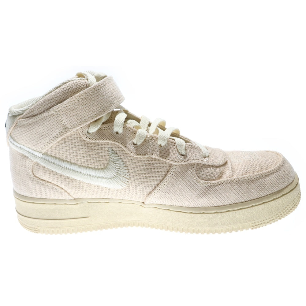 NIKE(ナイキ) ×STUSSY AIR FORCE 1 '07 MID SP Fossil DJ7841-200 ステューシー エアフォース1 ミッドカットスニーカー アイボリー US9/27.0cm