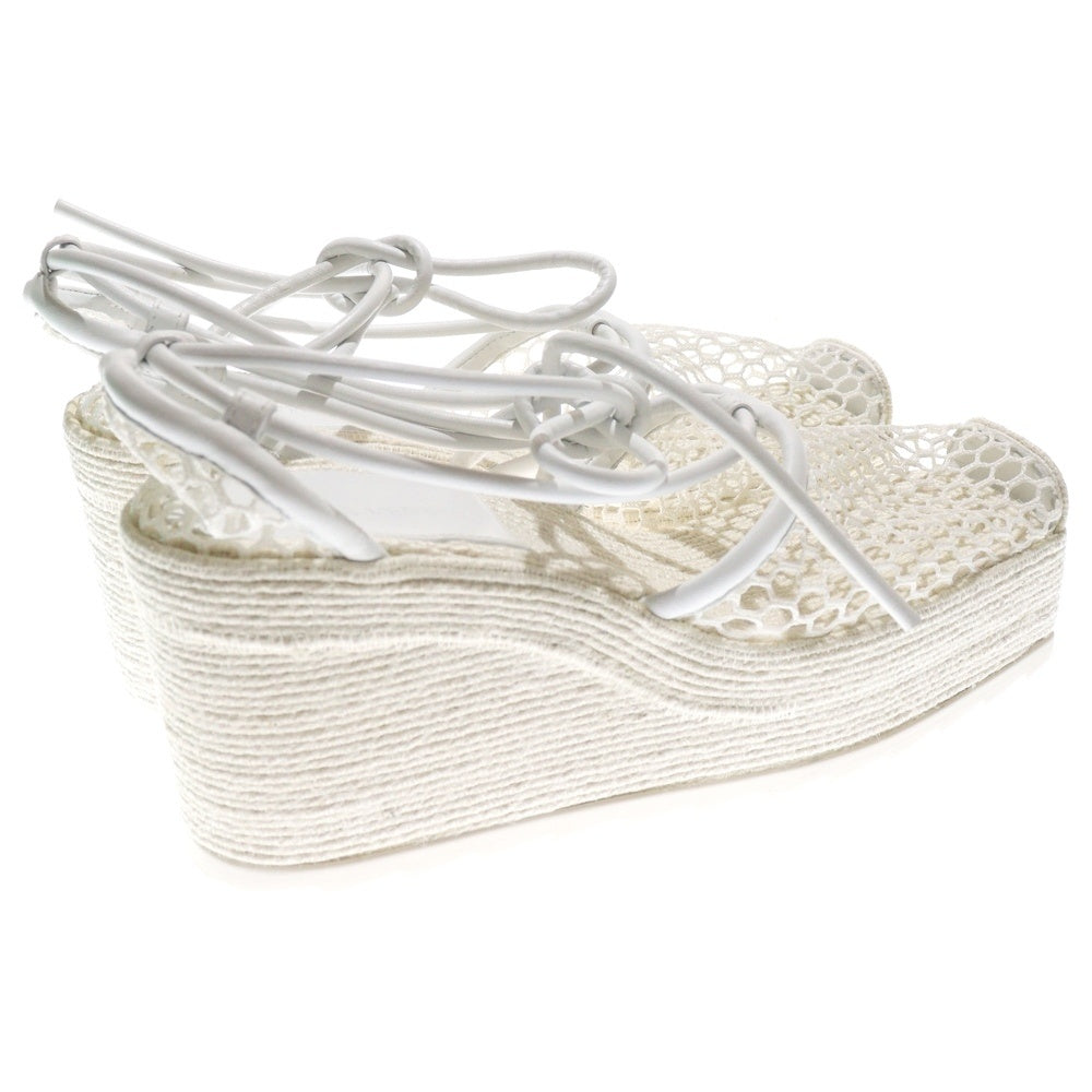 BOTTEGA VENETA(ボッテガヴェネタ) スクエアトゥ ストレッチ ウェッジサンダル ホワイト レディース