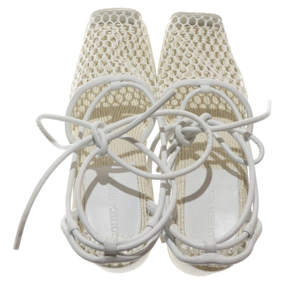 BOTTEGA VENETA(ボッテガヴェネタ) スクエアトゥ ストレッチ ウェッジサンダル ホワイト レディース