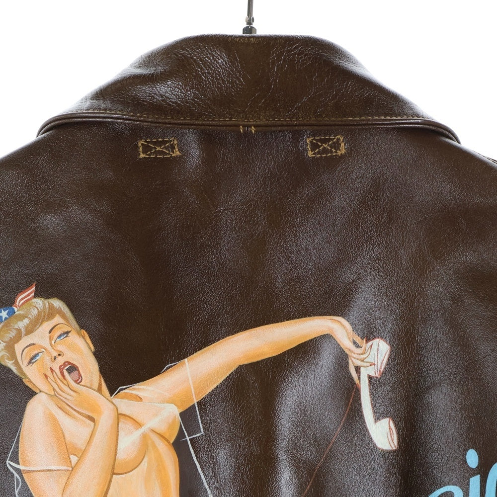 Buzz Rickson's(バズリクソンズ) A2 HAND PAINT night mission ハンドペイントレザージャケット ジップアップジャケット 42-18775-P ブラウン