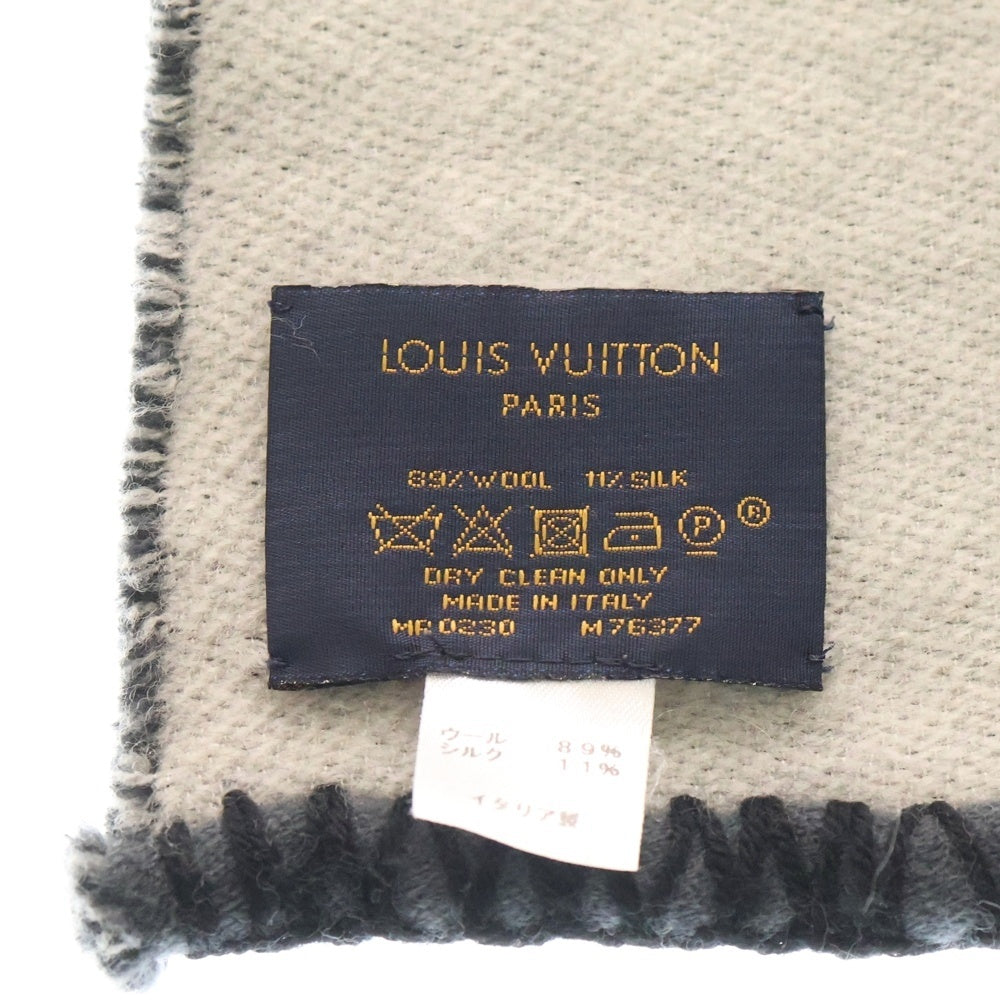 Louis Vuitton マフラー M76303 黒 ウールシルク混 LOUIS VUITTON(ルイヴィトン) シャルプ オールユーニード ウール