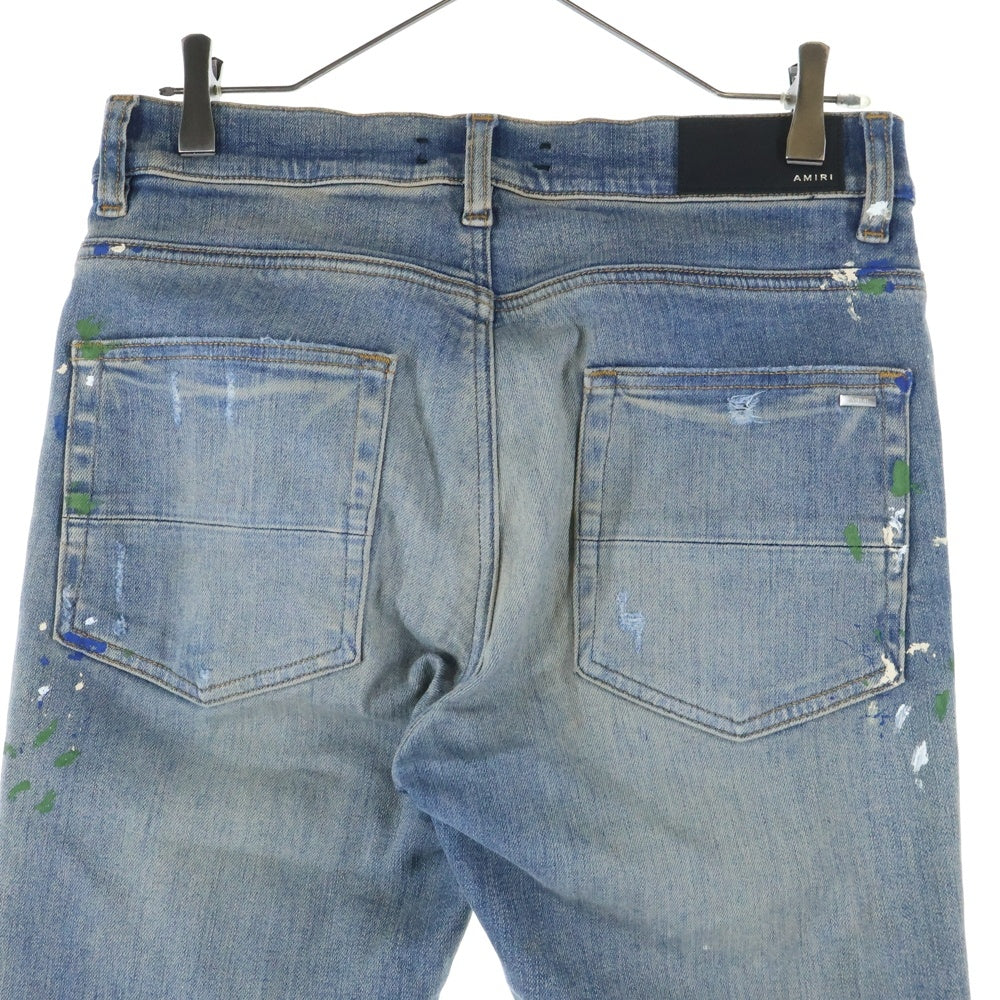 AMIRI(アミリ) MX1 JEANS 蛇腹 ダメージ ペイント加工 スキニー デニムパンツ インディゴ