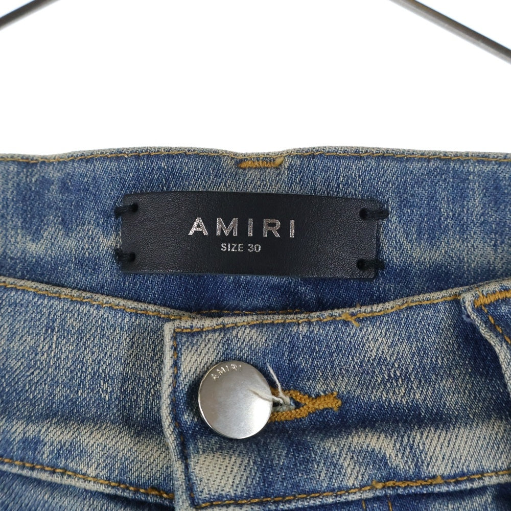 AMIRI(アミリ) MX1 JEANS 蛇腹 ダメージ ペイント加工 スキニー デニムパンツ インディゴ