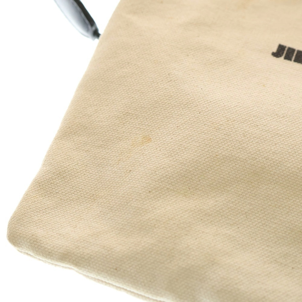 JIL SANDER +(ジルサンダープラス) ドローストリング レザー切り替え ポーチ 巾着 ブラック/ベージュ