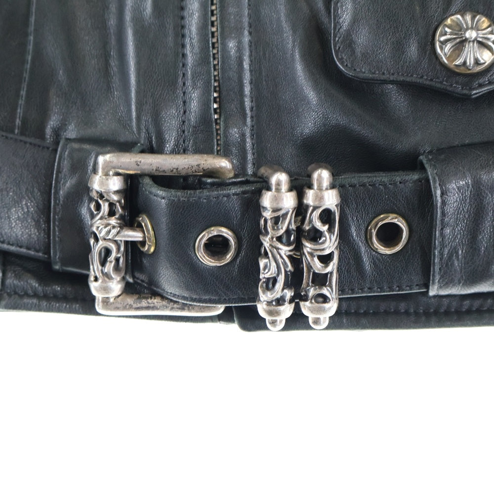 CHROME HEARTS(クロムハーツ) JJ DEAN 裏地エルメスダガージップライダースレザージャケット レディース