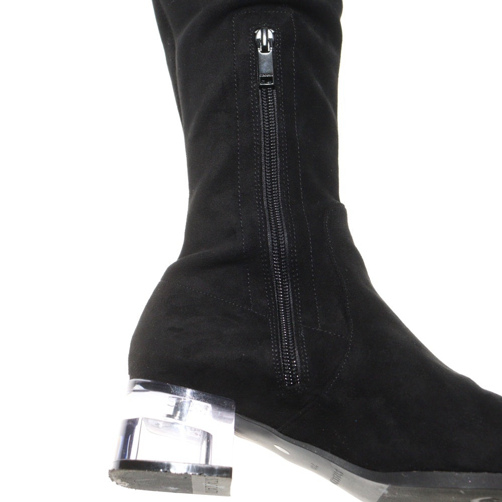 STACCATO(スタッカート) スエード クリアヒール ニーハイブーツ ブラック レディース