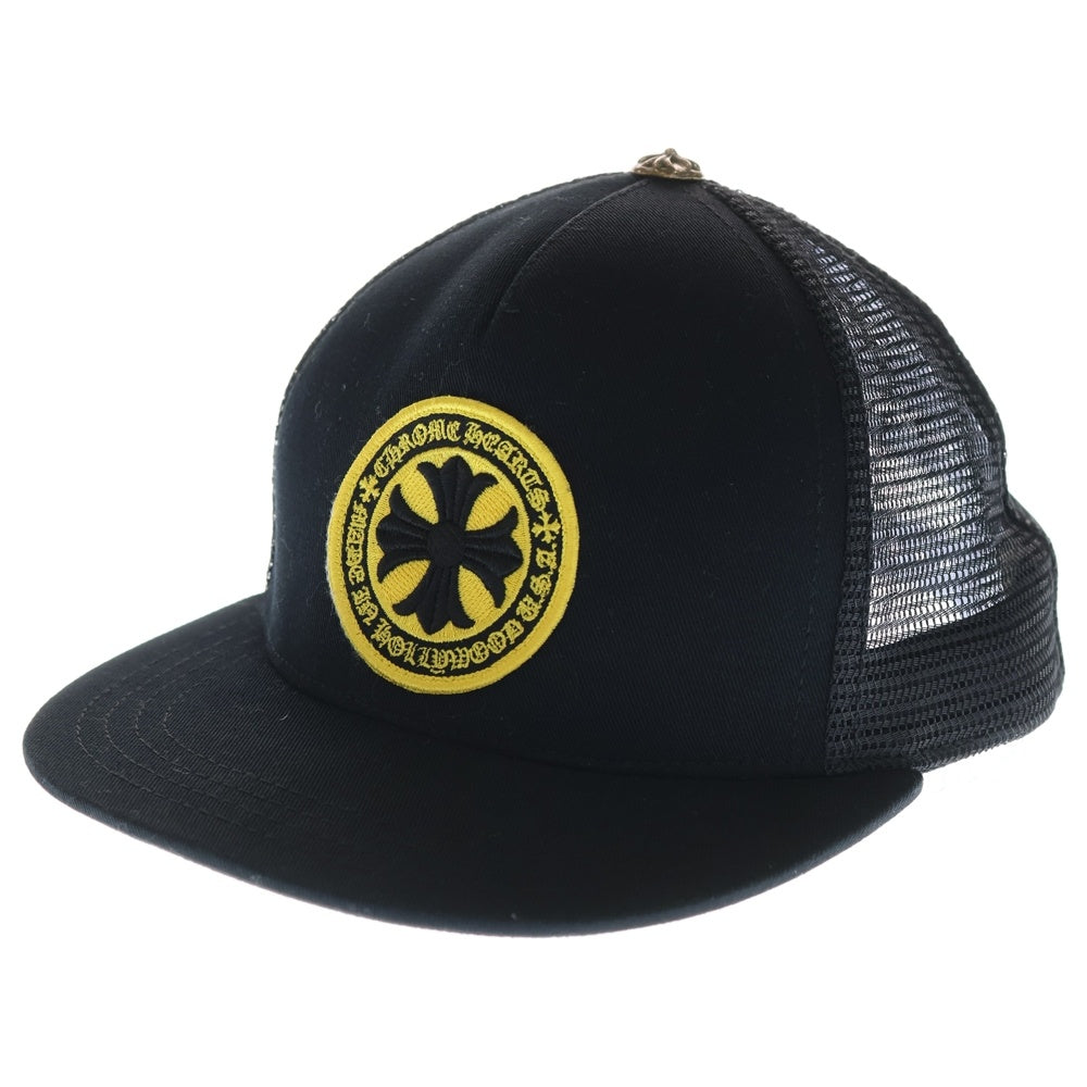 CHROME HEARTS(クロムハーツ) Yellow CH Plus Trucker Cap イエローCHプラス トラッカーキャップ メッシュキャップ パッチ クロスボール 帽子 ブラック/イエロー