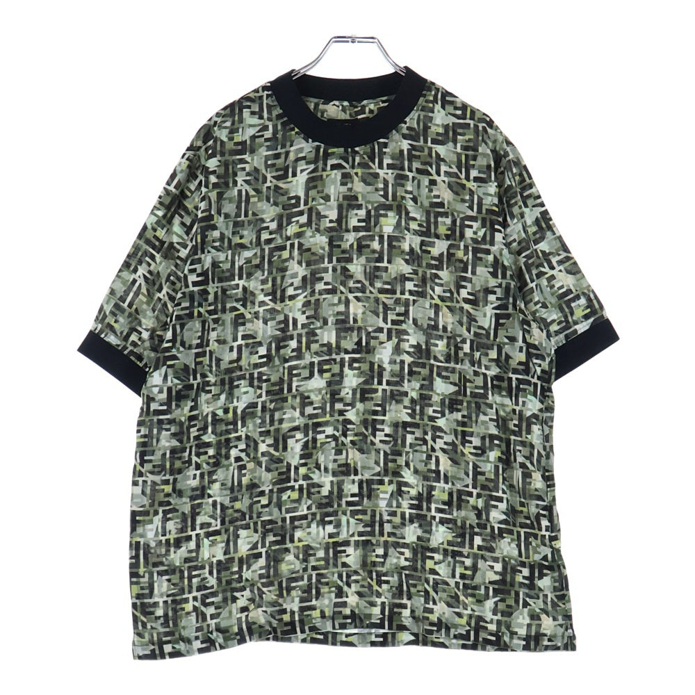 FENDI(フェンディ) ズッカ柄 クルーネックTシャツ グリーン FY1021 ABLK