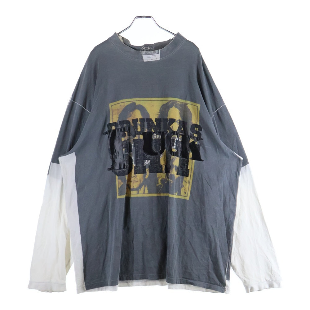 VETEMENTS(ヴェトモン) 18AW DRINKING PROBLEM UAH19TR326 プリント長袖カットソー グレー/ホワイト