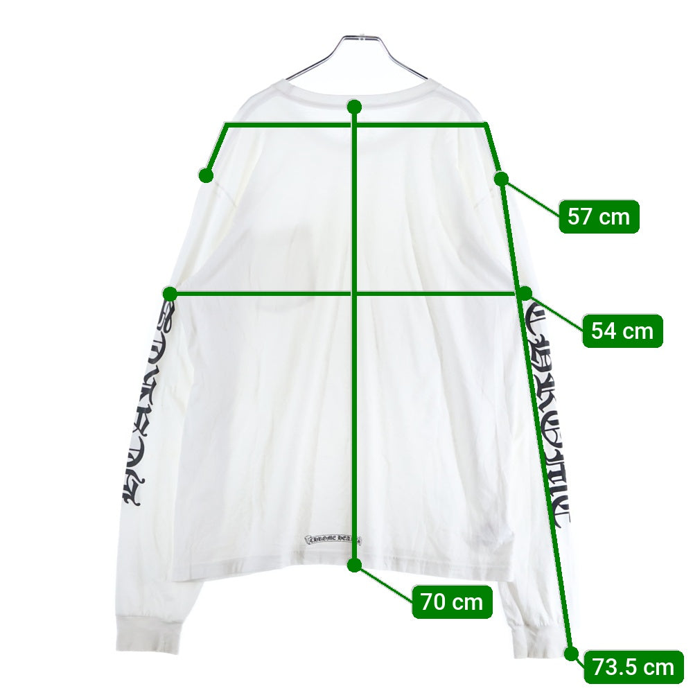 CHROME HEARTS(クロムハーツ) Neck Logo L/S Tee ネックロゴプリント長袖Tシャツ ホワイト