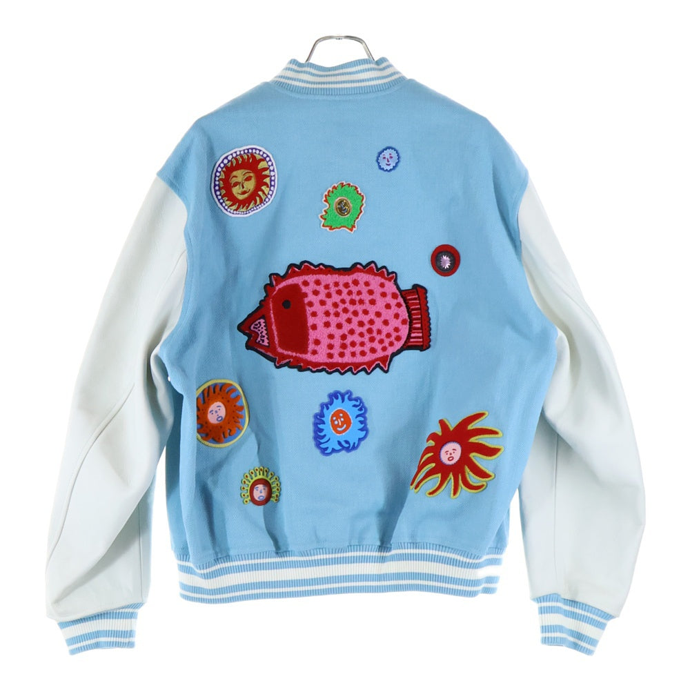 LOUIS VUITTON(ルイヴィトン) 23SS ×YK Embroidery Varsity Jacket RM232H VN6 HOL30E ×草間彌生 エンブロイダリー バーシティジャケット ライトブルー