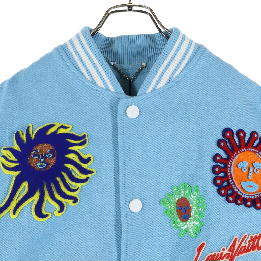 LOUIS VUITTON(ルイヴィトン) 23SS ×YK Embroidery Varsity Jacket RM232H VN6 HOL30E ×草間彌生 エンブロイダリー バーシティジャケット ライトブルー