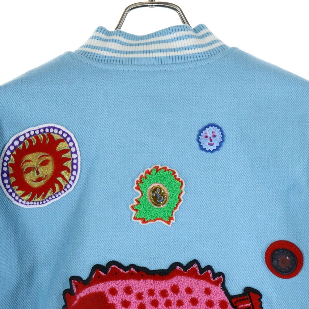 LOUIS VUITTON(ルイヴィトン) 23SS ×YK Embroidery Varsity Jacket RM232H VN6 HOL30E ×草間彌生 エンブロイダリー バーシティジャケット ライトブルー