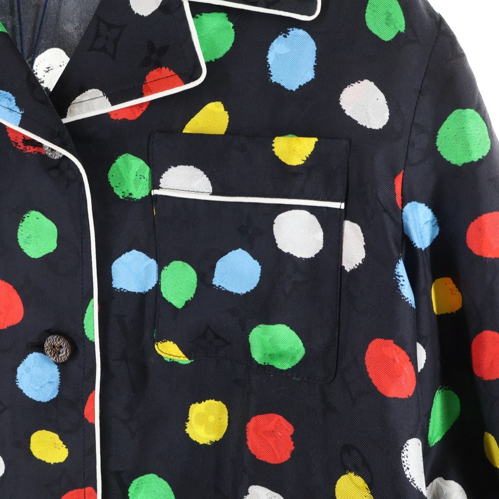 LOUIS VUITTON(ルイヴィトン) 23SS ×YK L/S Pajama Shirt RW231J VD4 FOBL29 ×草間彌生 モノグラムドット柄シルク長袖シャツ ブラック