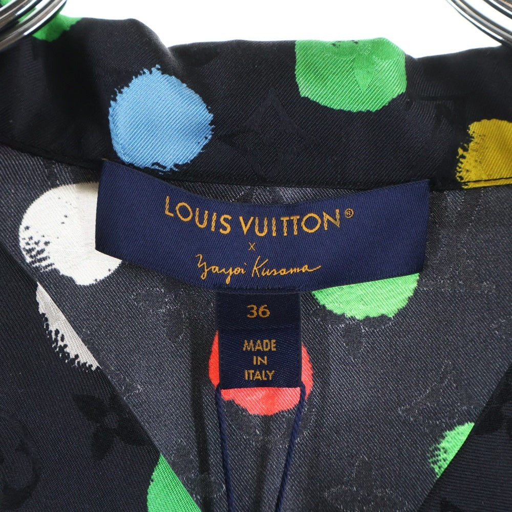 LOUIS VUITTON(ルイヴィトン) 23SS ×YK L/S Pajama Shirt RW231J VD4 FOBL29 ×草間彌生 モノグラムドット柄シルク長袖シャツ ブラック