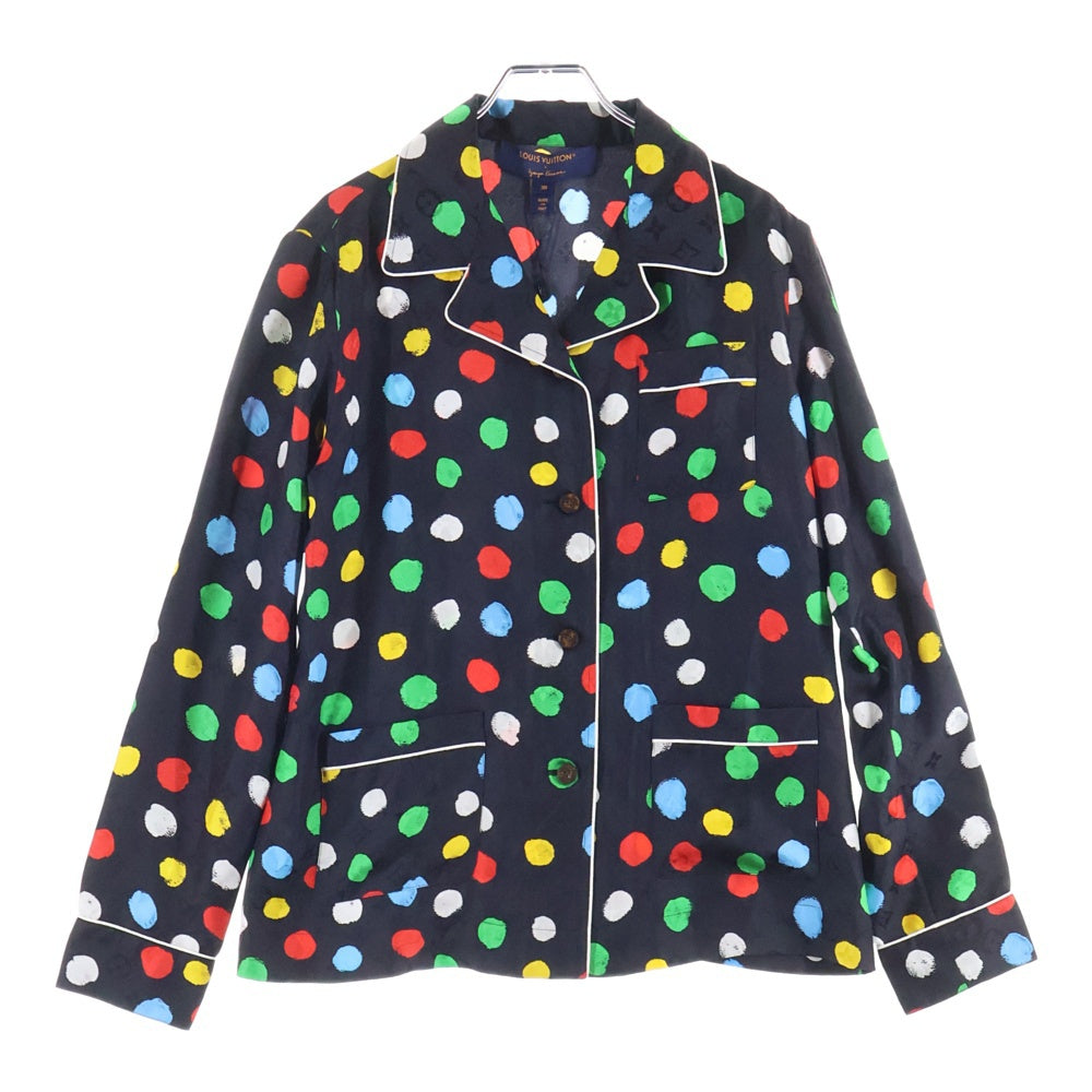 LOUIS VUITTON(ルイヴィトン) 23SS ×YK L/S Pajama Shirt RW231J VD4 FOBL29 ×草間彌生 モノグラムドット柄シルク長袖シャツ ブラック