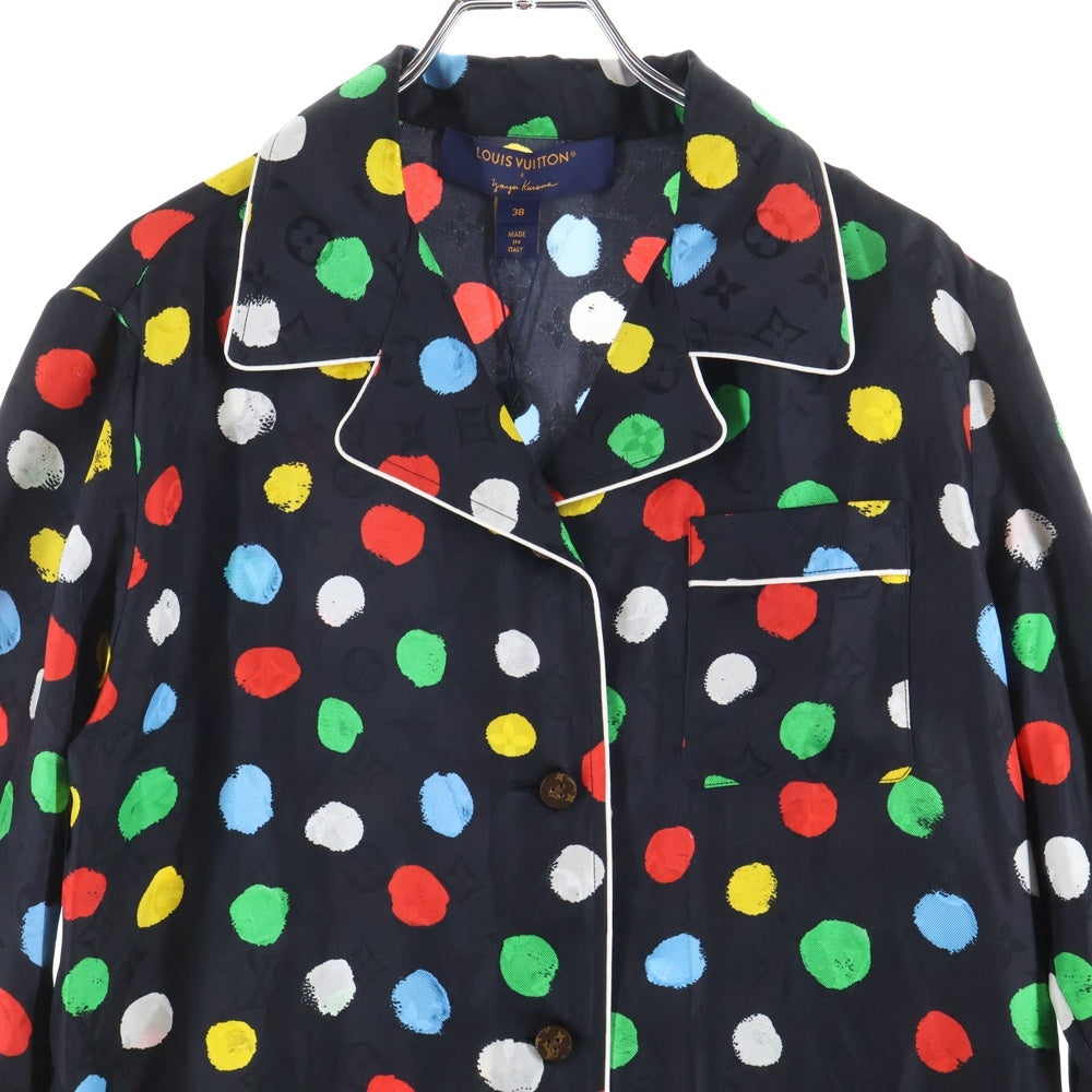 LOUIS VUITTON(ルイヴィトン) 23SS ×YK L/S Pajama Shirt RW231J VD4 FOBL29 ×草間彌生 モノグラムドット柄シルク長袖シャツ ブラック