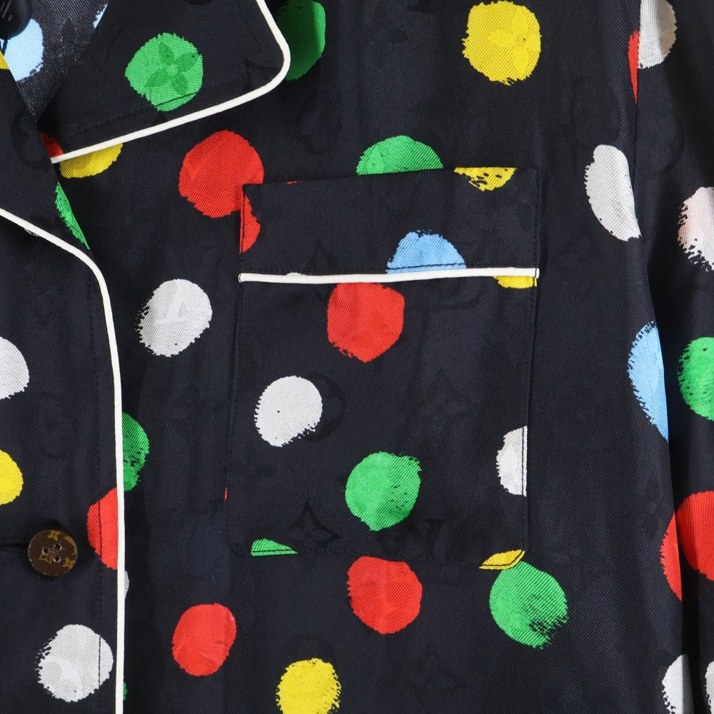 LOUIS VUITTON(ルイヴィトン) 23SS ×YK L/S Pajama Shirt RW231J VD4 FOBL29 ×草間彌生 モノグラムドット柄シルク長袖シャツ ブラック