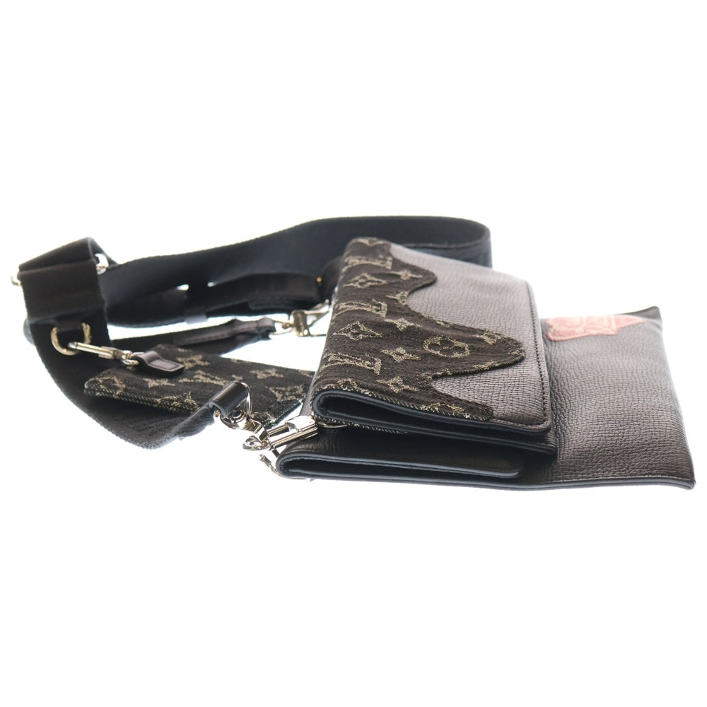 LOUIS VUITTON ルイヴィトン ×NIGO Trio Pouch Monogram Denim Leather Shoulder Bag M81013 ×ニゴ トリオポーチ モノグラム レザーショルダーバッグ ブラック LOUIS VUITTON(ルイヴィトン) ×NIGO Trio Pouch Monogram Denim