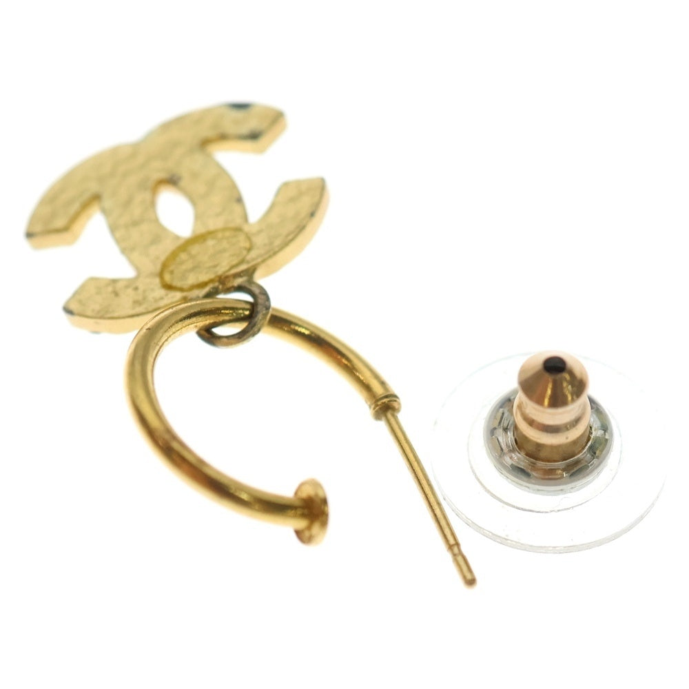 CHANEL(シャネル) ココマーク ラインストーン付フープピアス ゴールド GP