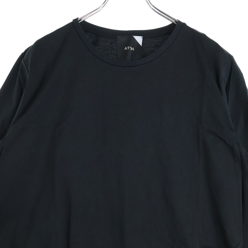 ATON(エイトン) コットン 半袖Tシャツ カットソー ブラック 6890968