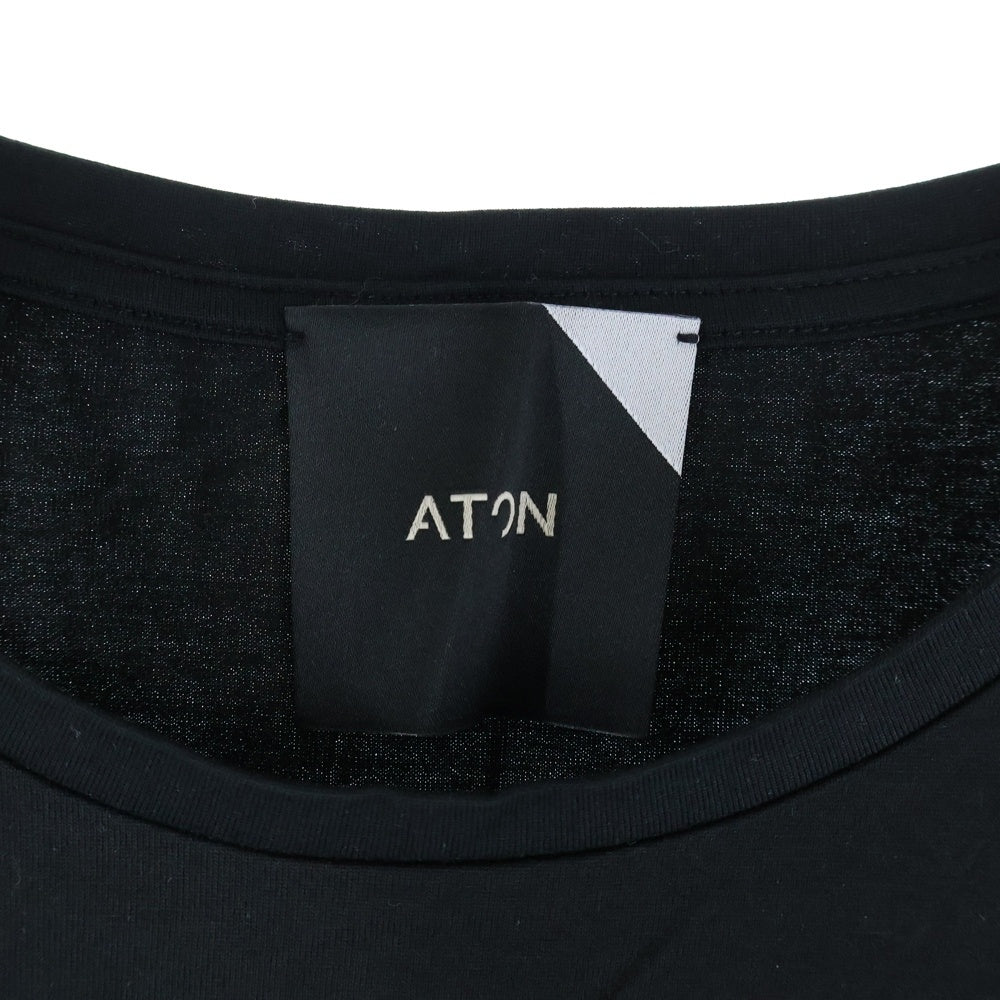 ATON(エイトン) コットン 半袖Tシャツ カットソー ブラック 6890968