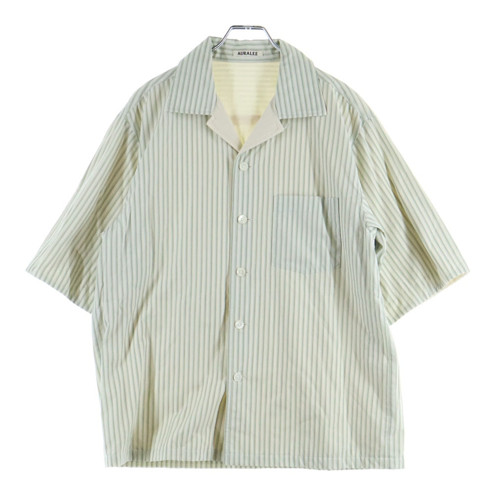 AURALEE(オーラリー) TERRY LINED FINX STRIPE SHIRTS A22SS02FS 裏地パイル ストライプ 半袖シャツ グリーン
