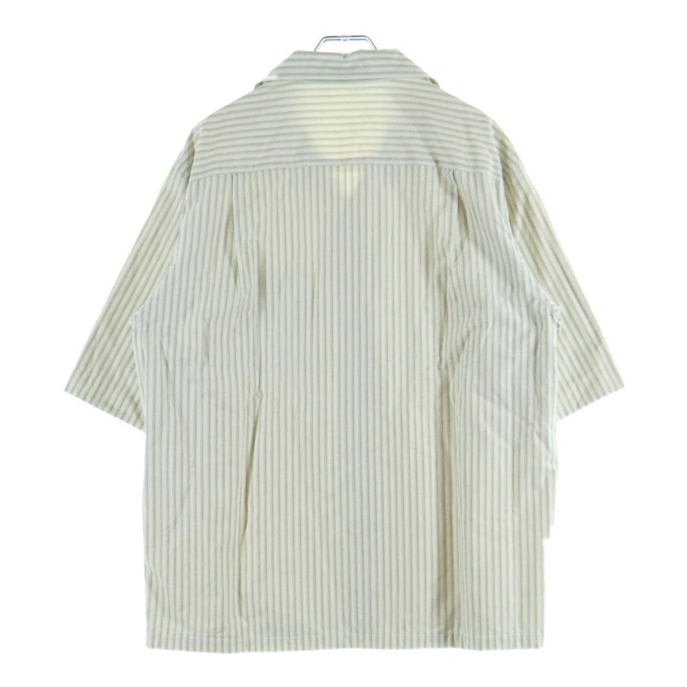 AURALEE(オーラリー) TERRY LINED FINX STRIPE SHIRTS A22SS02FS 裏地パイル ストライプ 半袖シャツ グリーン