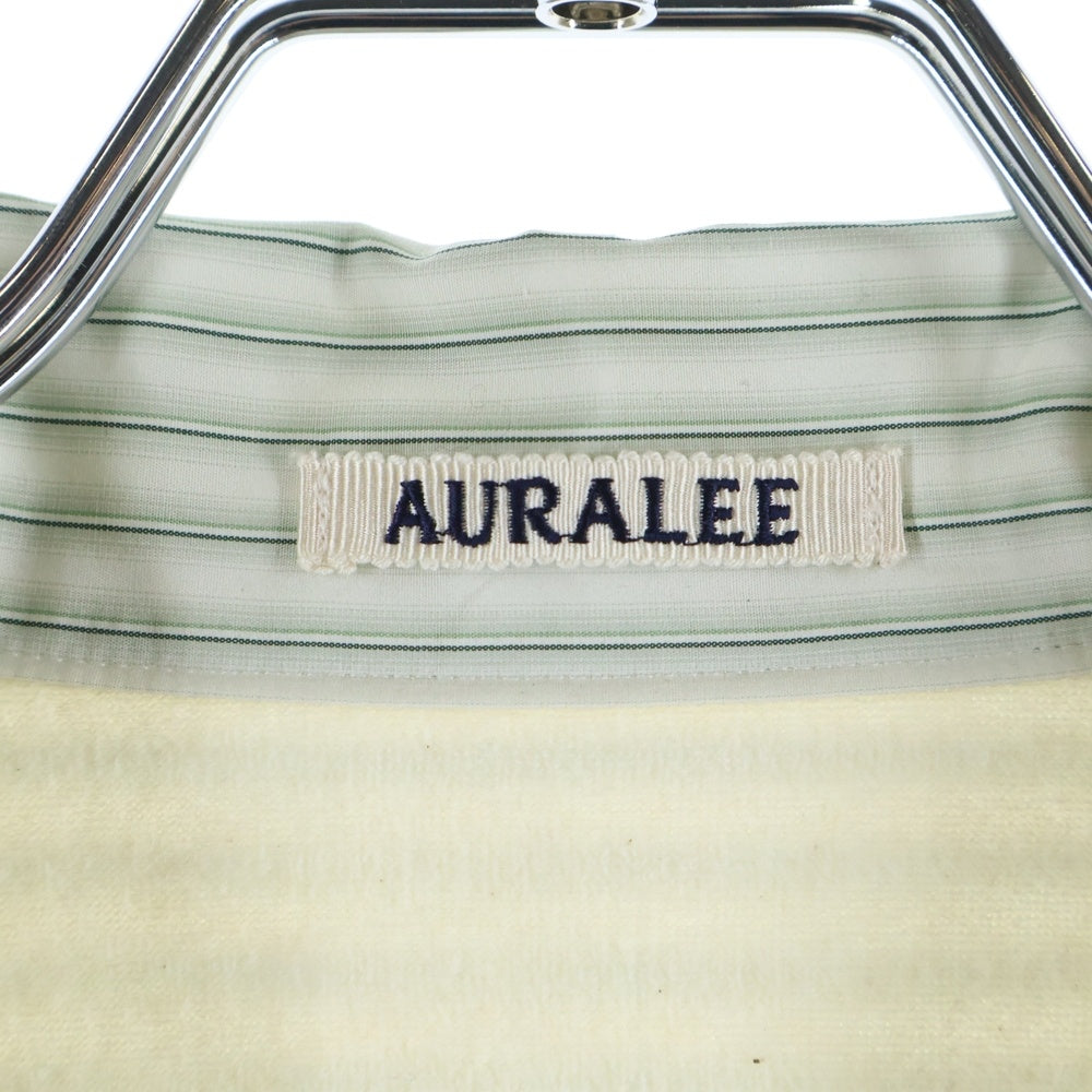 AURALEE(オーラリー) TERRY LINED FINX STRIPE SHIRTS A22SS02FS 裏地パイル ストライプ 半袖シャツ グリーン