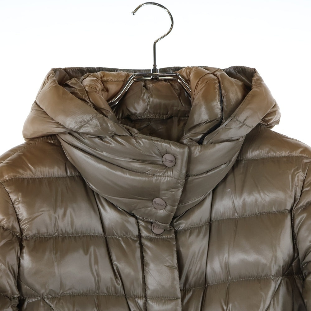 HERNO(ヘルノ) フード ジップアップ ダウンコート ブラウン レディース PI0045D-12017