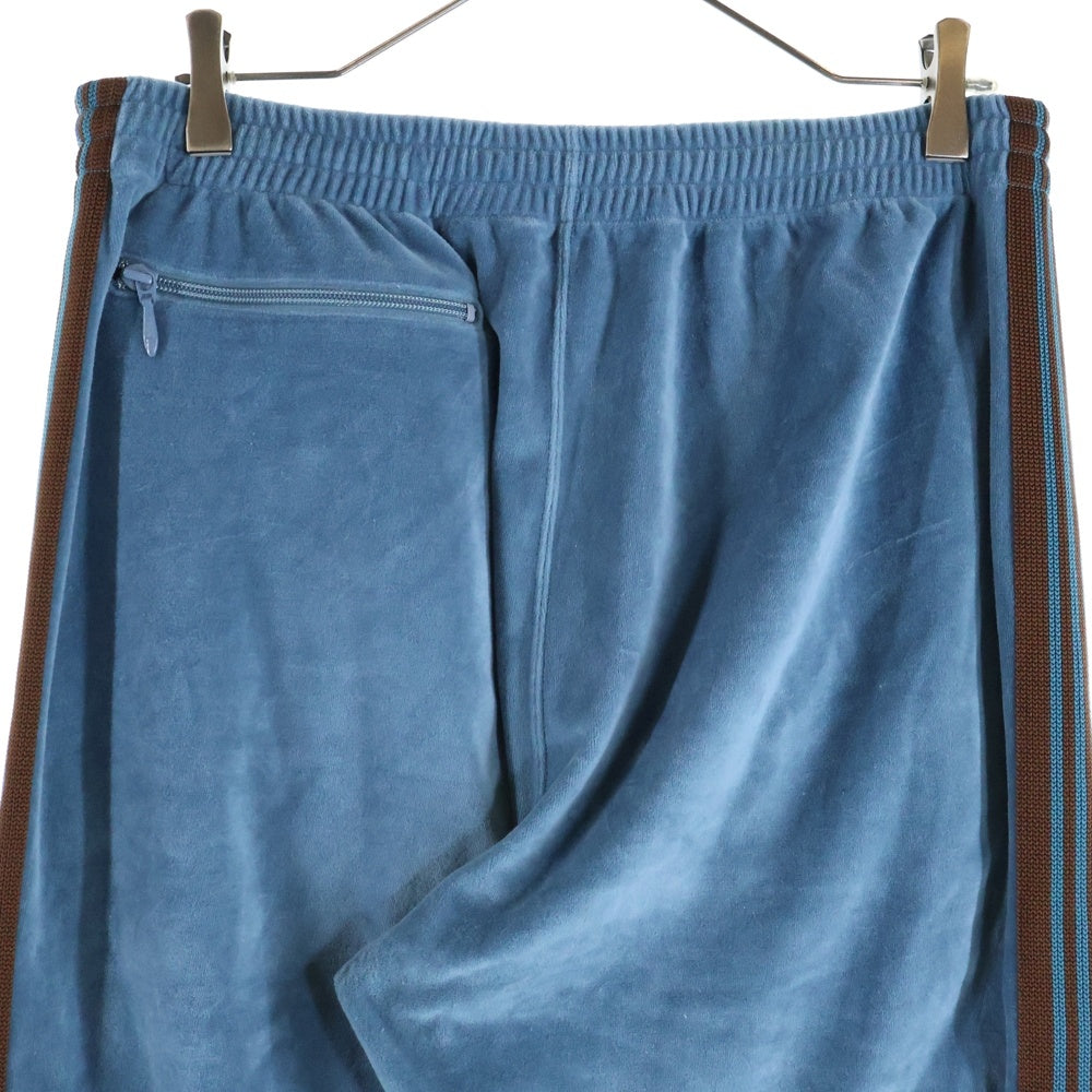 Needles(ニードルス) 23SS Narrow Track Pant MR293 バタフライ刺繍 ベロア トラックパンツ ブルー