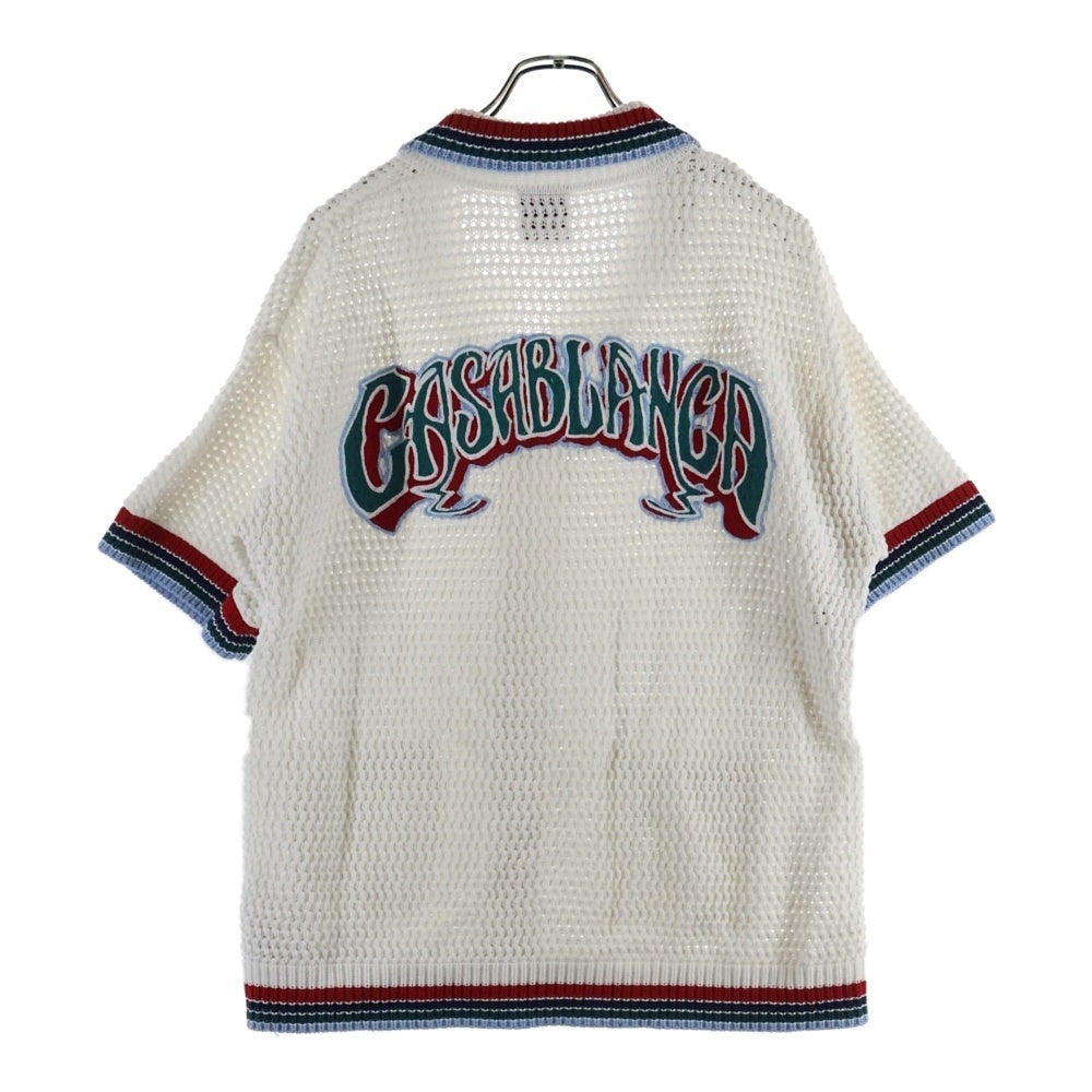 CASABLANCA(カサブランカ) Sporty Crochet Shirt MS25-KW-920-01 スポーティ クロシェット ニット半袖シャツ ホワイト