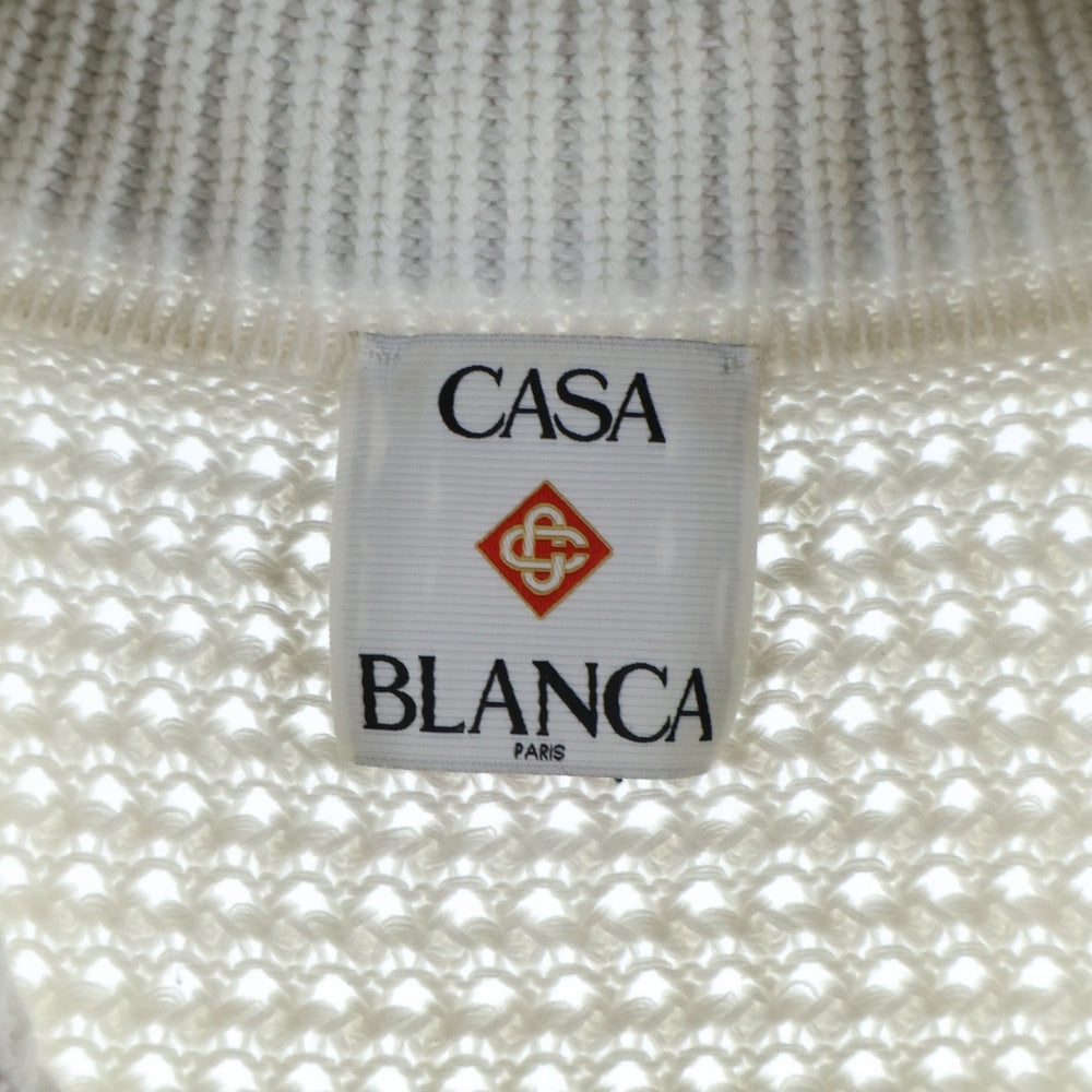 CASABLANCA(カサブランカ) Sporty Crochet Shirt MS25-KW-920-01 スポーティ クロシェット ニット半袖シャツ ホワイト