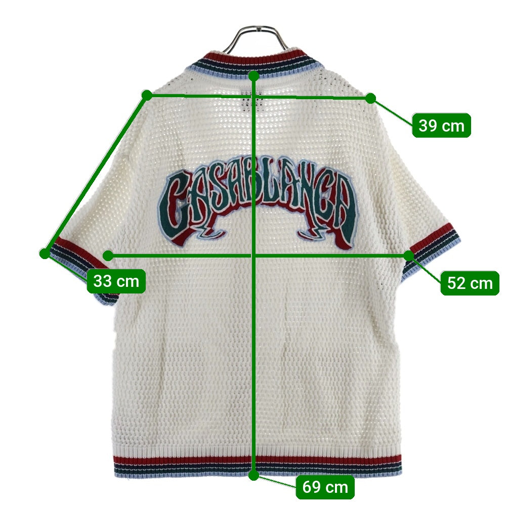 CASABLANCA(カサブランカ) Sporty Crochet Shirt MS25-KW-920-01 スポーティ クロシェット ニット半袖シャツ ホワイト