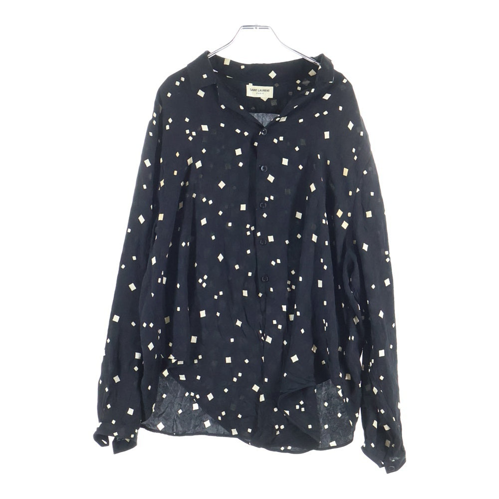 SAINT LAURENT PARIS(サンローランパリ) Square Dot Silk Shirt 600523 Y1A80 スクエアドット シルク長袖シャツ ブラック