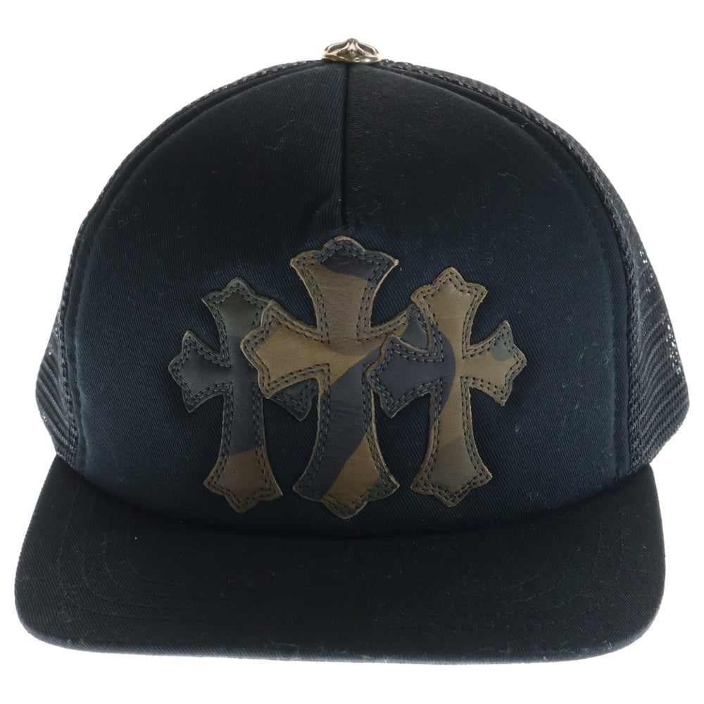 CHROME HEARTS(クロムハーツ) Cemetery Cross Patch Trucker Cap セメタリークロスパッチ トラッカー ベースボールキャップ 帽子 ブラック/カモ