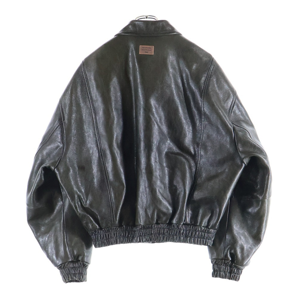 Acne Studios(アクネ ストゥディオズ) 25AW ラムスキン ジップアップ ボンバージャケット カーキ FN-MN-LEAT000293