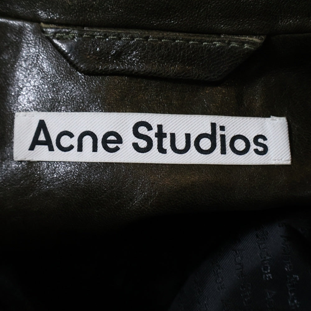 Acne Studios(アクネ ストゥディオズ) 25AW ラムスキン ジップアップ ボンバージャケット カーキ FN-MN-LEAT000293