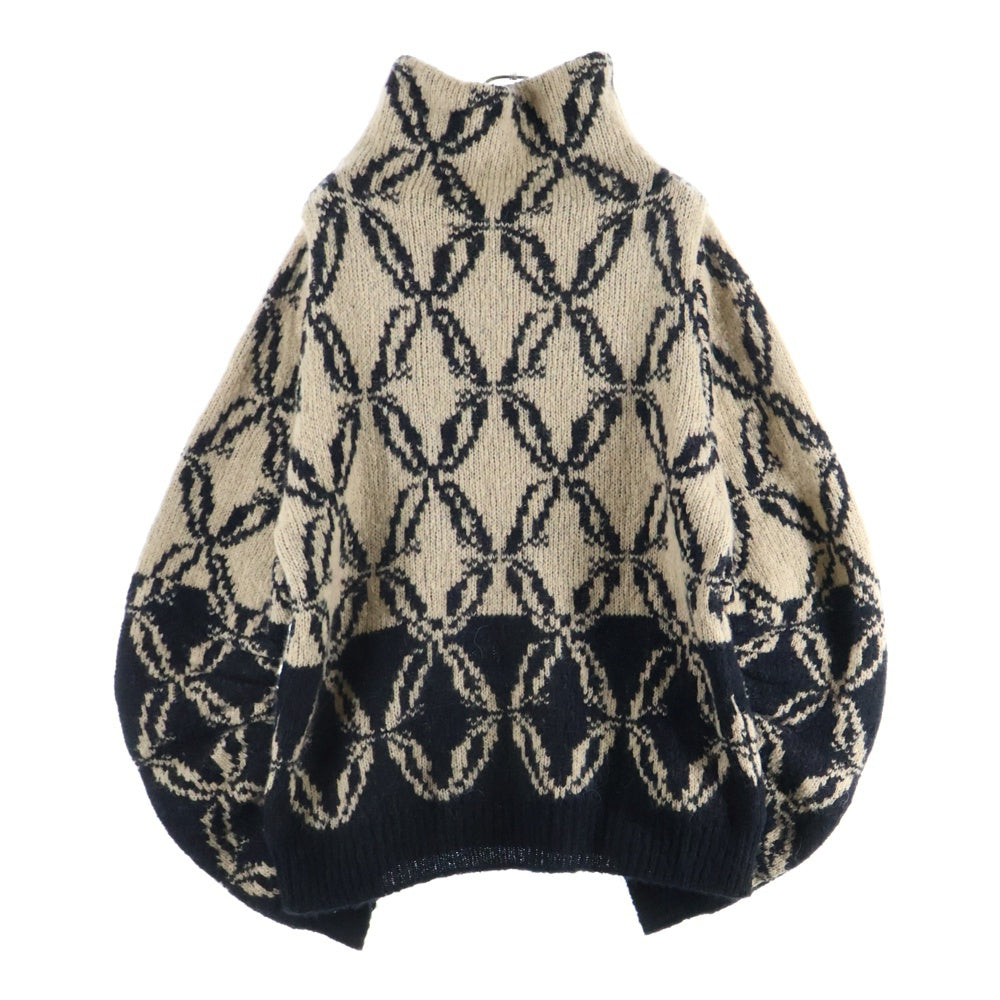 DRIES VAN NOTEN(ドリスヴァンノッテン) 24AW アルパカ混 タートルネック ニット セーター ベージュ/ブラック