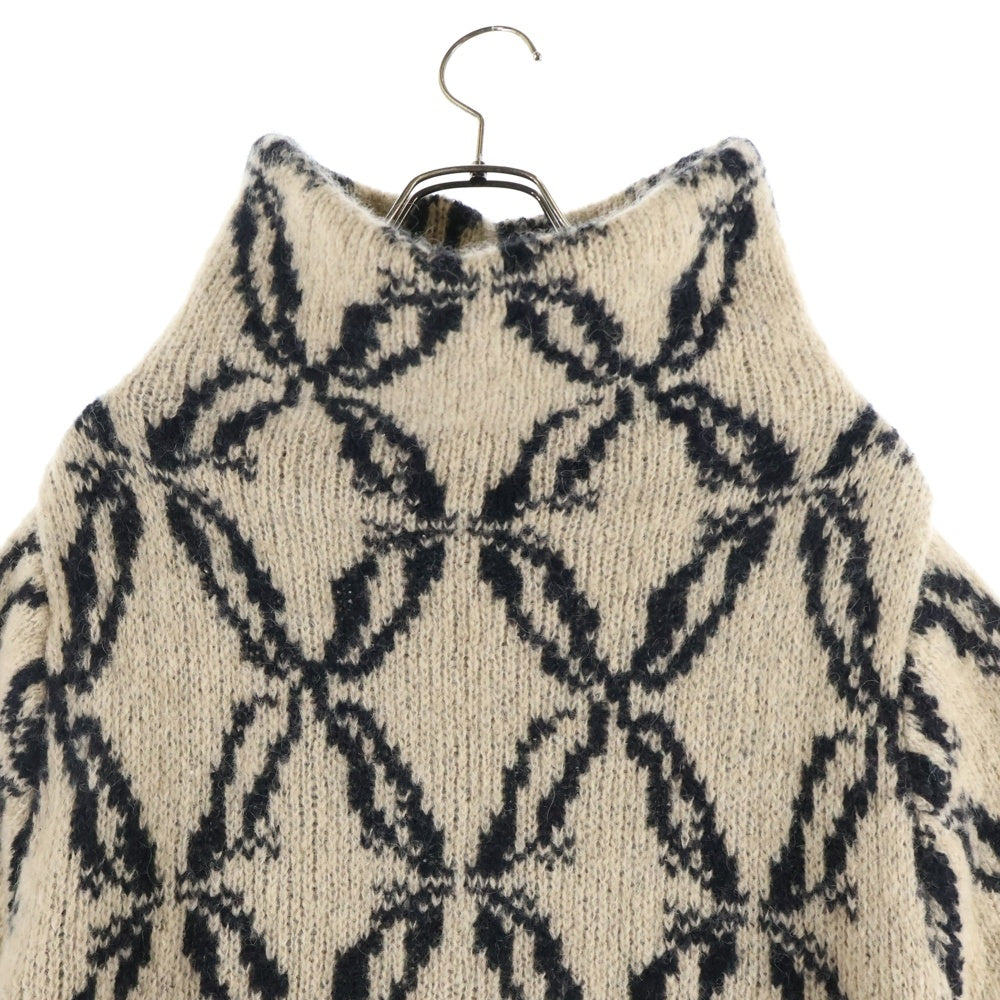 DRIES VAN NOTEN(ドリスヴァンノッテン) 24AW アルパカ混 タートルネック ニット セーター ベージュ/ブラック