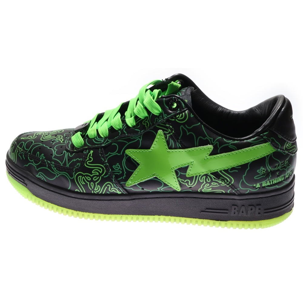 A BATHING APE(アベイシングエイプ) ×RAZER BAPE STA レイザー ベイプスタ リーカットスニーカー ブラック/グリーン US9.5/27.5cm
