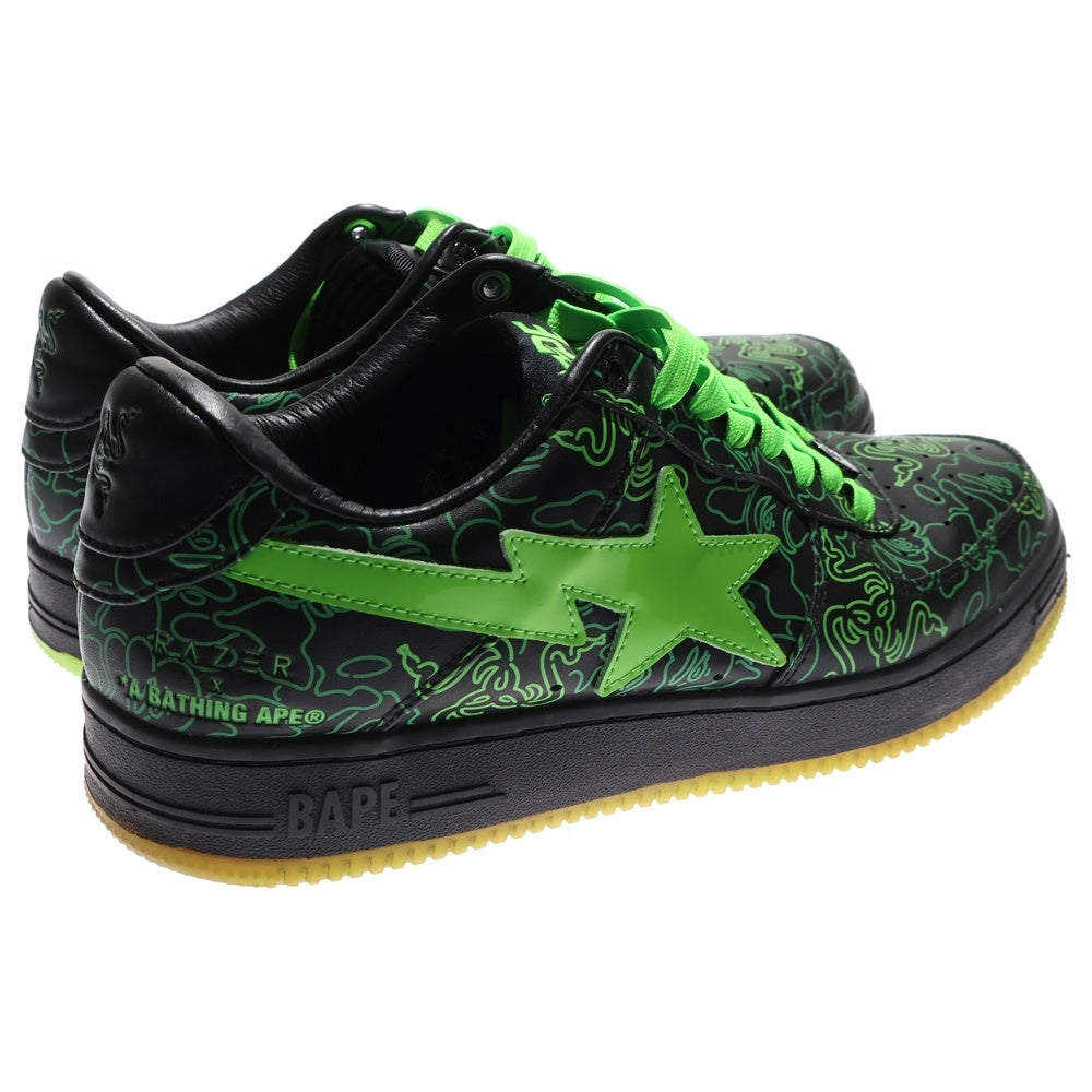 A BATHING APE(アベイシングエイプ) ×RAZER BAPE STA レイザー ベイプスタ リーカットスニーカー ブラック/グリーン US9.5/27.5cm