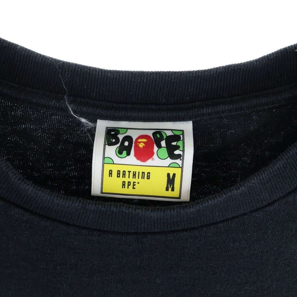 A BATHING APE(アベイシングエイプ) Zip Shark Tee シャーク プリント ジップ プリント 半袖Tシャツ カットソー ブラック