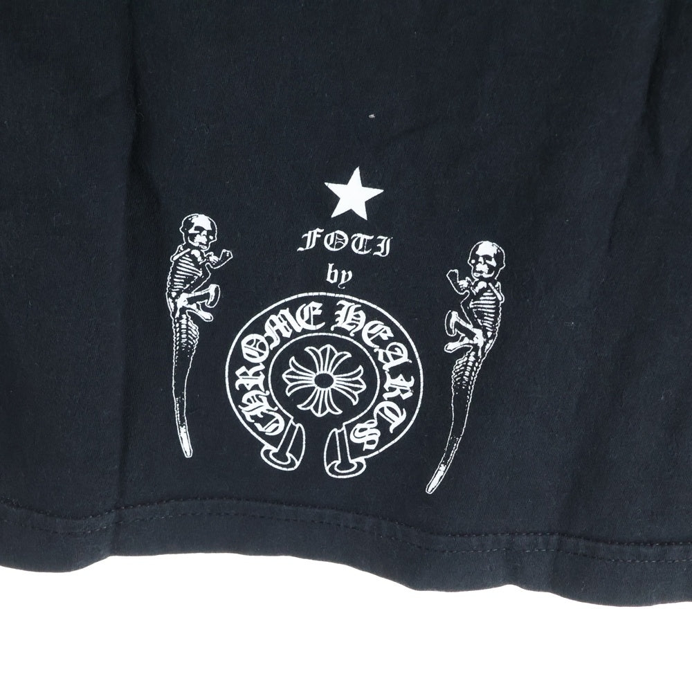 オールドクロムハーツ フォティ ロンT カットソー スカル USA製 ブラック CHROME HEARTS(クロムハーツ) Foti フォティ スカルプリント クルー